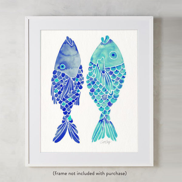 Indonesian Fish – Navy & Turquoise Palette • Art Print