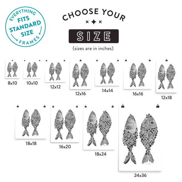 Indonesian Fish – Black Palette • Art Print