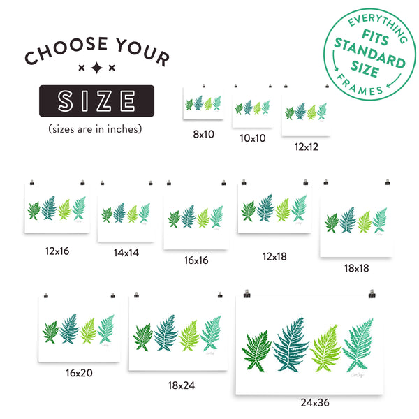 Inked Ferns – Green Ombré Ink • Art Print