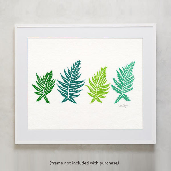 Inked Ferns – Green Ombré Ink • Art Print