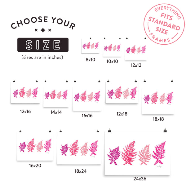 Inked Ferns – Pink Ombré Ink • Art Print