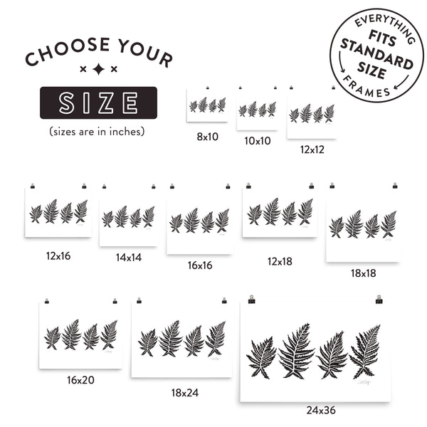 Inked Ferns – Black Ink • Art Print