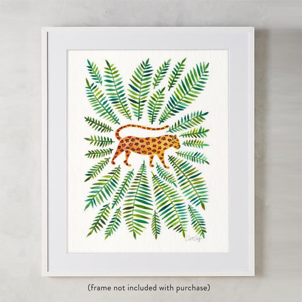 Jaguar – Green Leaves • Art Print