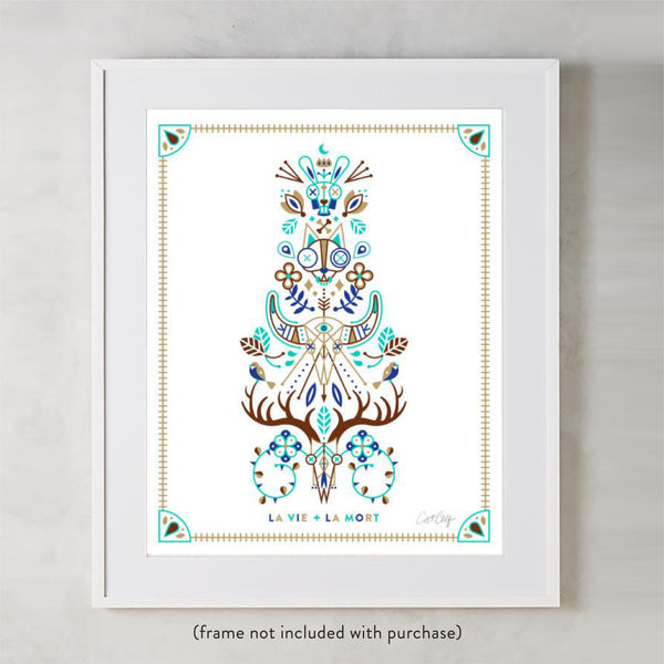 La Vie & La Mort – Turquoise & Brown Palette • Art Print