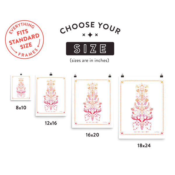 La Vie & La Mort – Pink/Peach Ombré Palette • Art Print