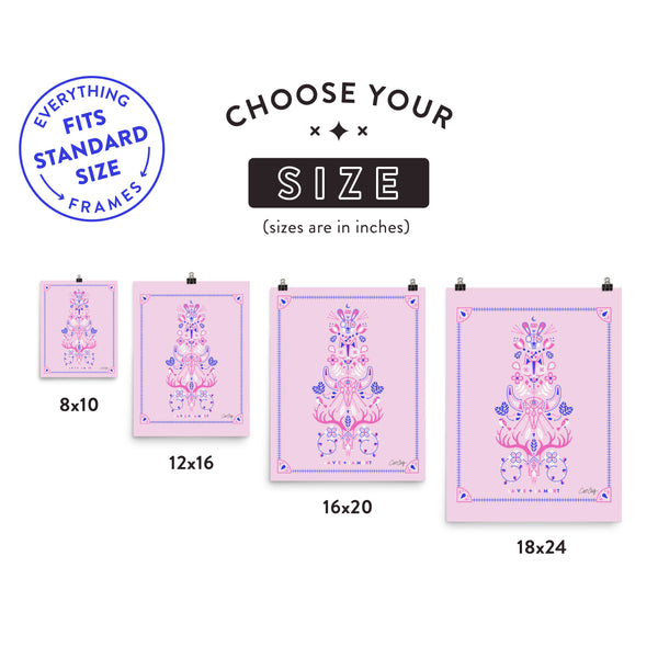 La Vie & La Mort – Pink & Periwinkle Palette • Art Print