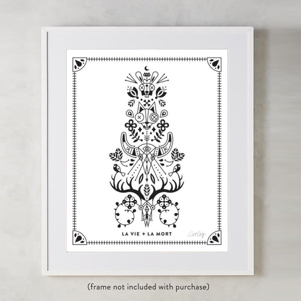 La Vie & La Mort – Black Ink on White • Art Print