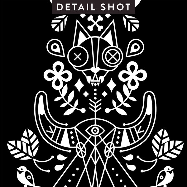 La Vie & La Mort – White Ink on Black Palette • Art Print