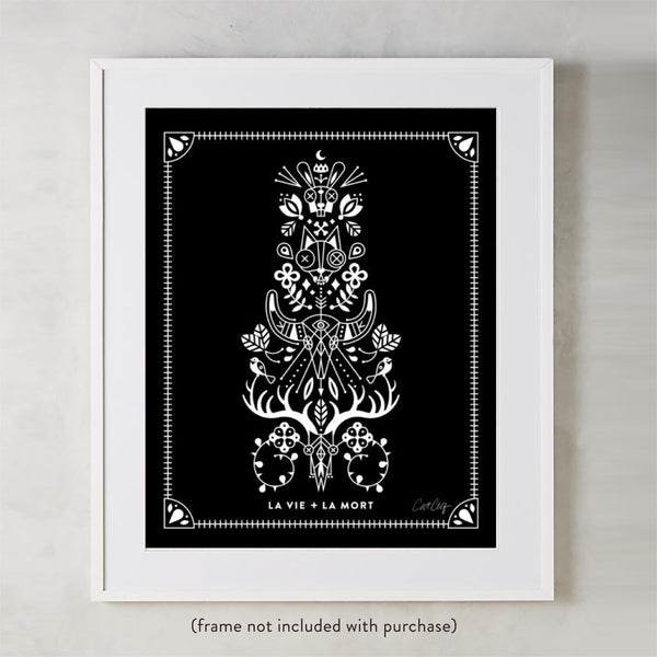 La Vie & La Mort – White Ink on Black Palette • Art Print