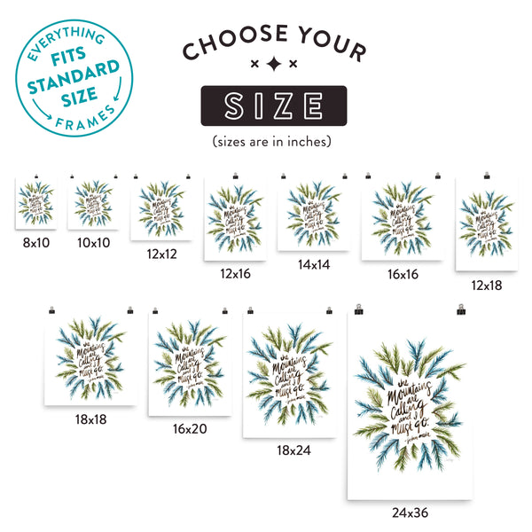 Mountains are Calling – Green Palette • Art Print