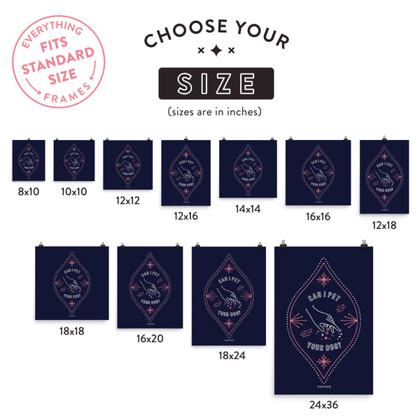 Can I Pet Your Dog – Navy & Blush Palette • Art Print