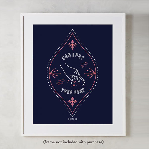 Can I Pet Your Dog – Navy & Blush Palette • Art Print