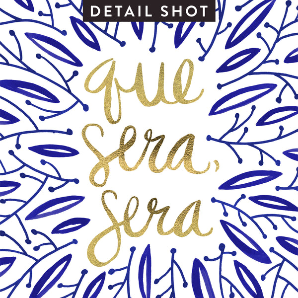 Whatever Will Be, Will Be – Illustrated Navy & Gold • Art Print