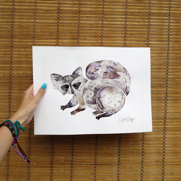 Raccoon – Warm Grey • Art Print