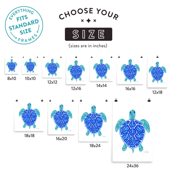 Sea Turtle – Blue Palette  •  Art Print