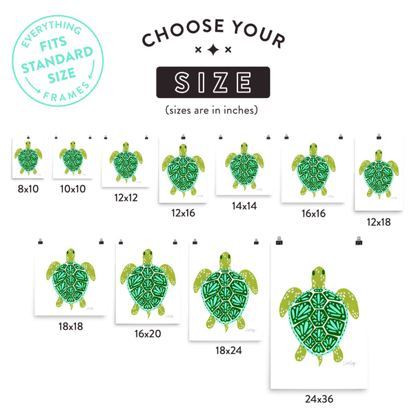Sea Turtle – Green Palette  •  Art Print