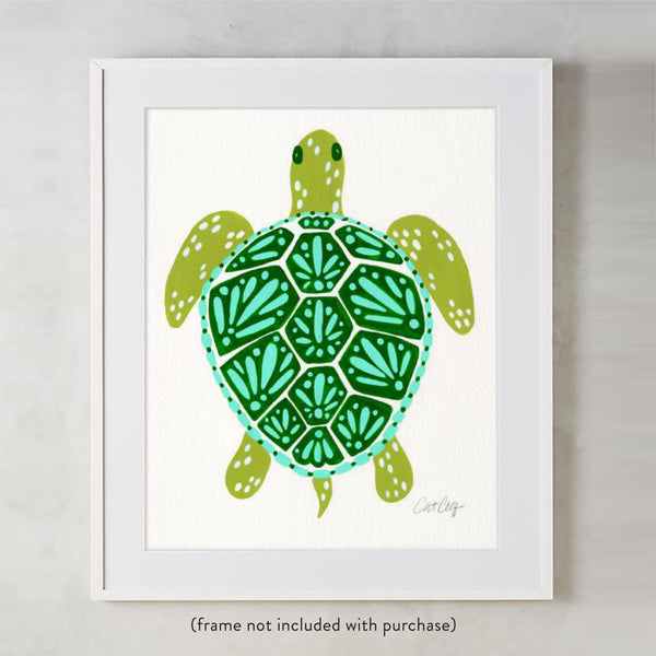 Sea Turtle – Green Palette  •  Art Print
