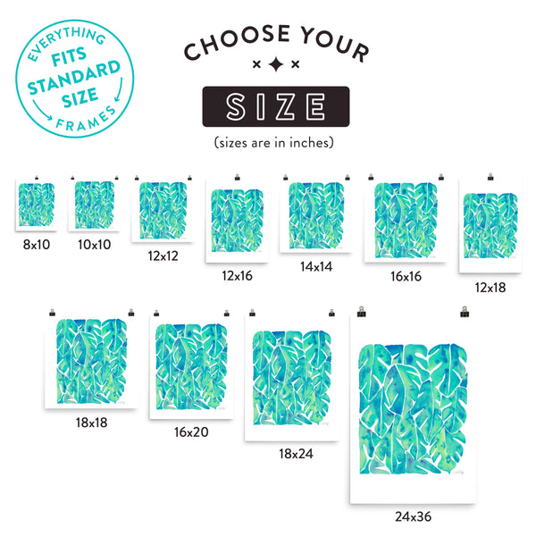 Split Leaf Philodendron – Turquoise Palette • Art Print