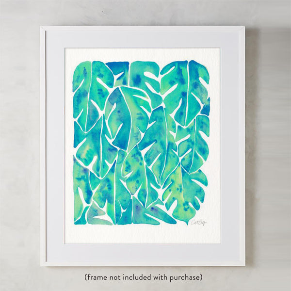 Split Leaf Philodendron – Turquoise Palette • Art Print