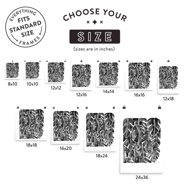 Split Leaf Philodendron – Black Palette • Art Print