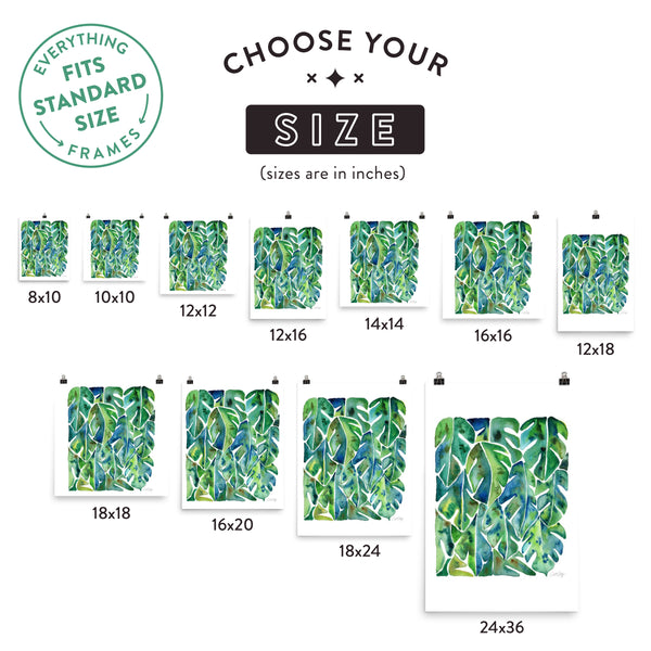 Split Leaf Philodendron – Green Palette • Art Print