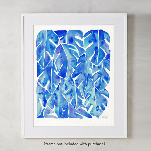 Split Leaf Philodendron – Blue Palette • Art Print