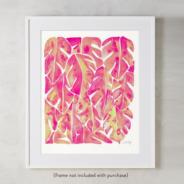 Split Leaf Philodendron – Pink Palette • Art Print
