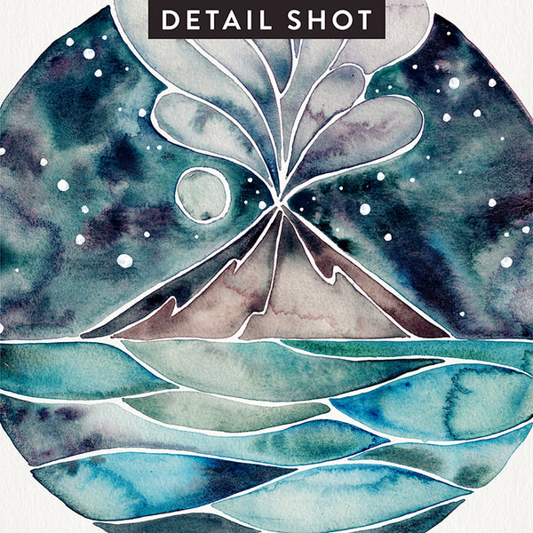 Stromboli Volcano at Midnight – Blue Palette • Art Print