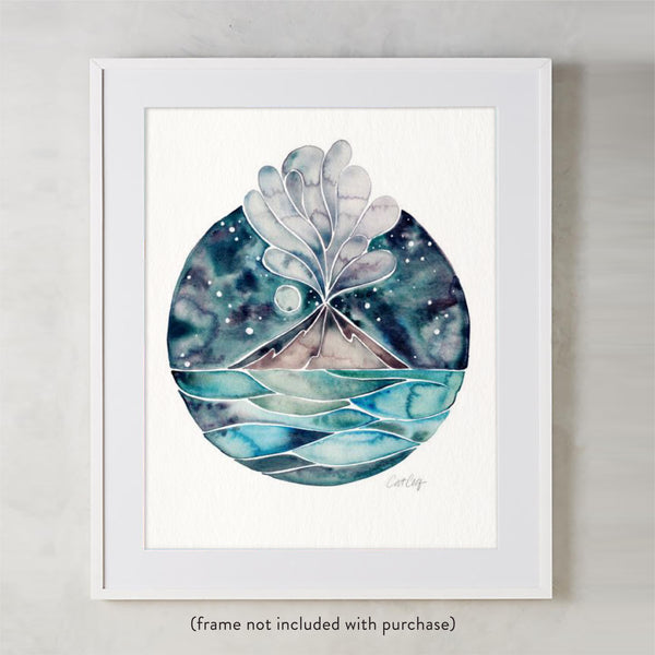 Stromboli Volcano at Midnight – Blue Palette • Art Print