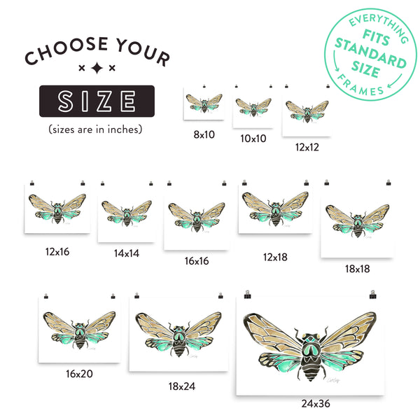 Summer Cicada – Mint Palette • Art Print