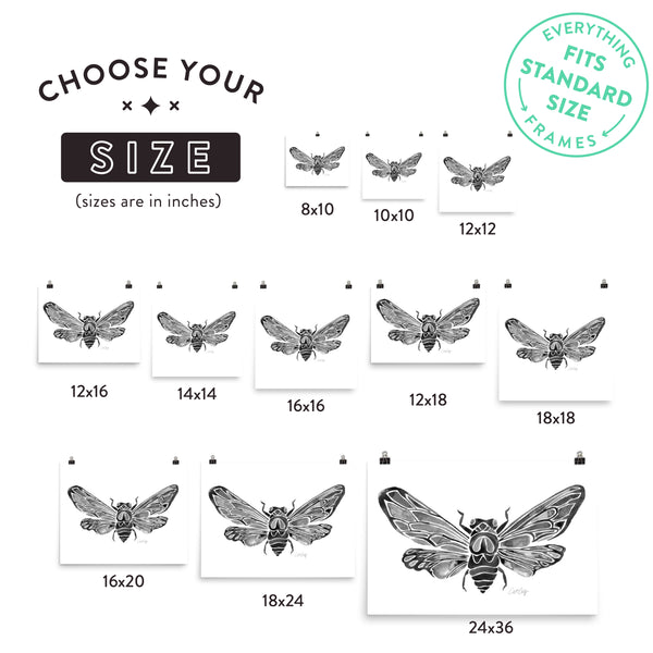 Summer Cicada – Black Palette • Art Print