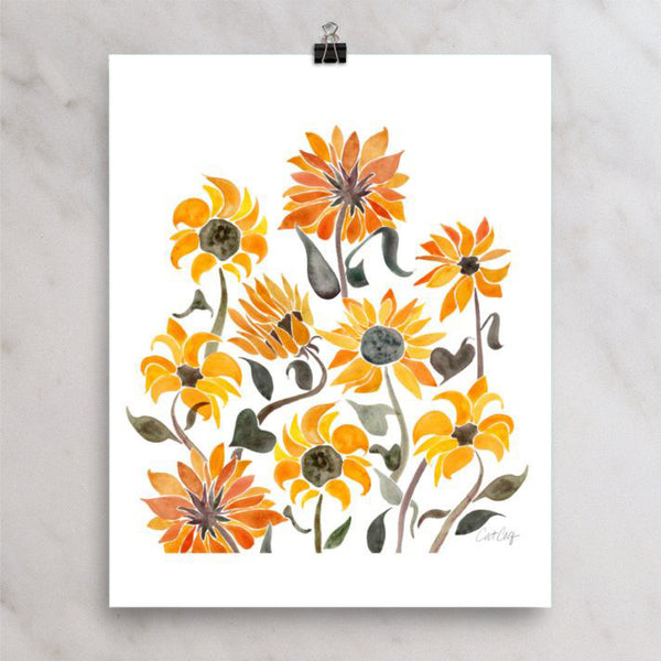 Sunflower Watercolor – Yellow Palette • Art Print