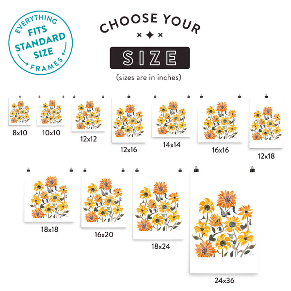 Sunflower Watercolor – Yellow Palette • Art Print