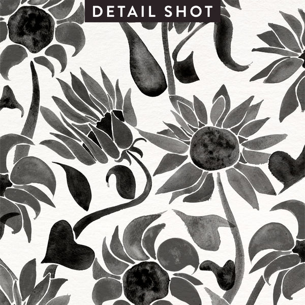 Sunflower Watercolor – Black Palette • Art Print