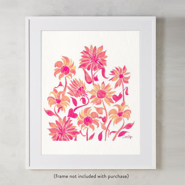 Sunflower Watercolor – Pink Palette • Art Print