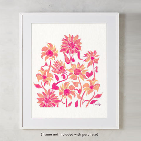 Sunflower Watercolor – Pink Palette • Art Print