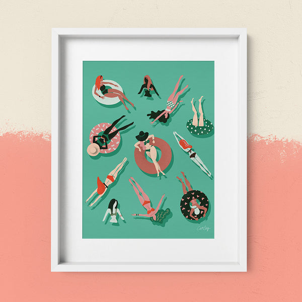 Swimming Ladies - Mint Red