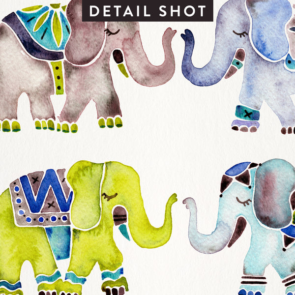 Elephant Collection – Cool Palette • Art Print