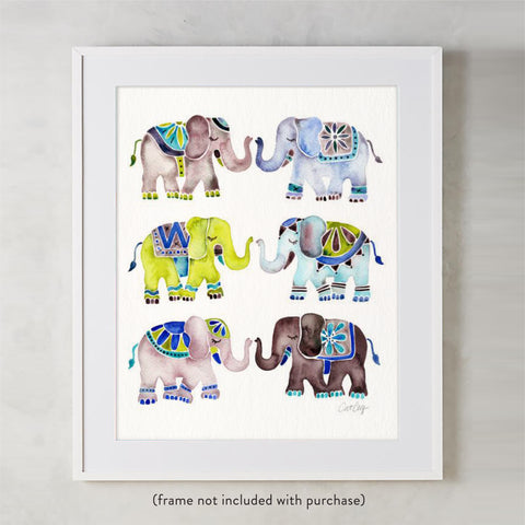 Elephant Collection – Cool Palette • Art Print