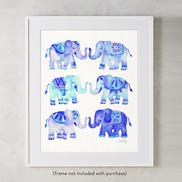 Elephant Collection – Blue Palette • Art Print