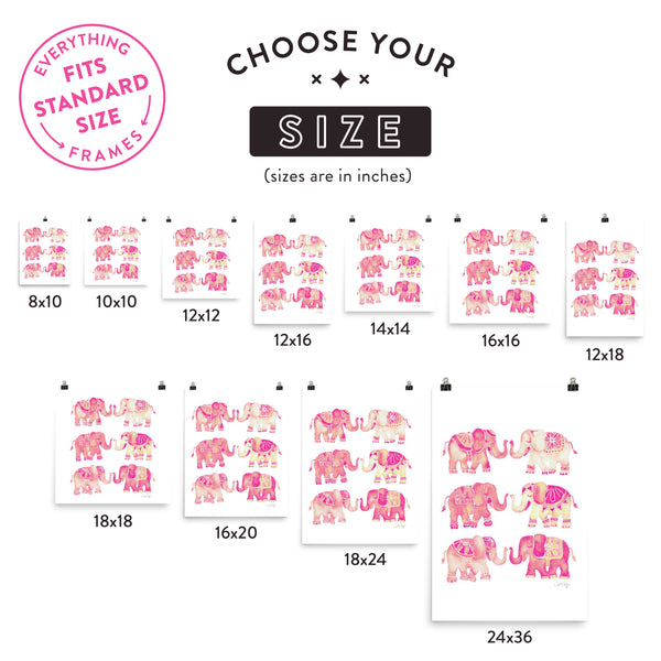 Elephant Collection – Pink Ombré Palette • Art Print