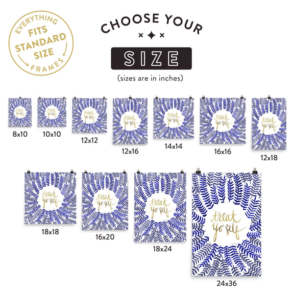 Treat Yo Self – Navy & Gold Palette • Art Print