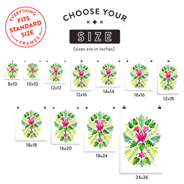 Tropical Symmetry – Pink & Green Palette • Art Print