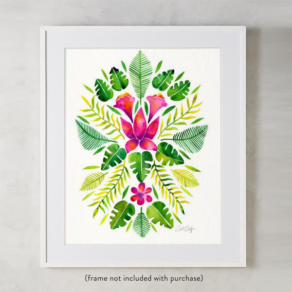 Tropical Symmetry – Pink & Green Palette • Art Print