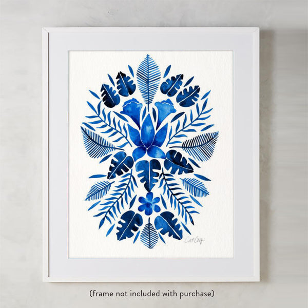 Tropical Symmetry – Navy Palette • Art Print