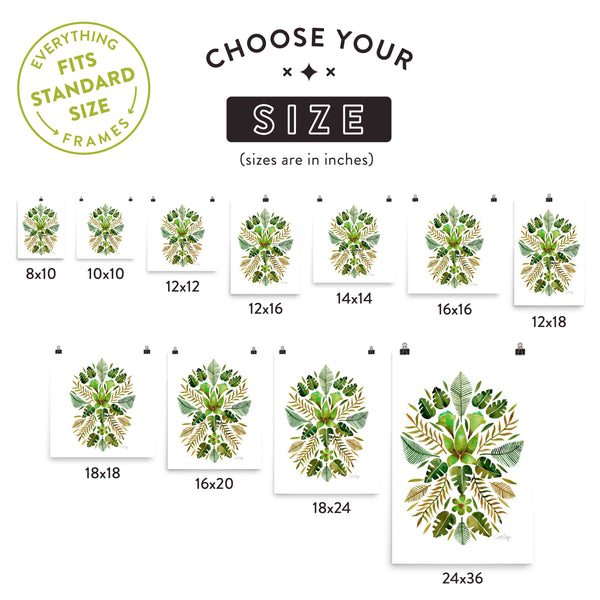 Tropical Symmetry – Olive & Green Palette • Art Print