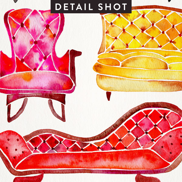 Victorian Lounge – Rainbow Palette • Art Print