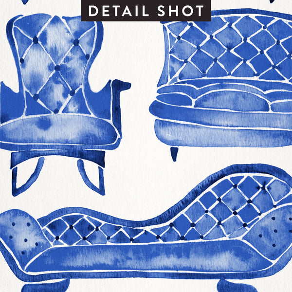Victorian Lounge – Navy Palette • Art Print
