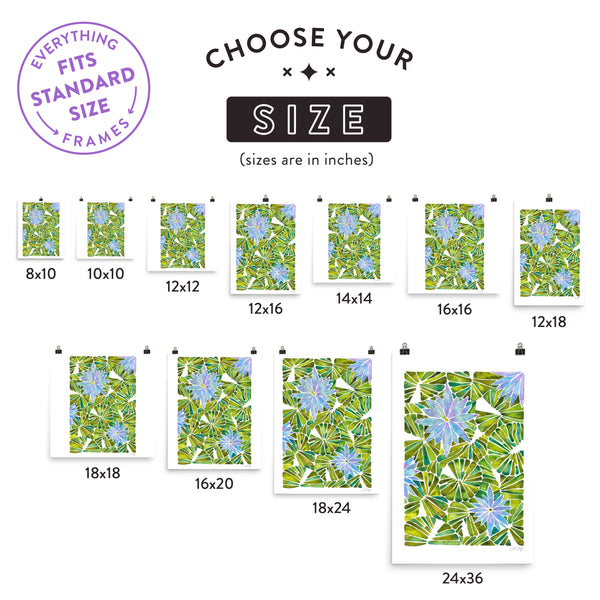 Water Lilies – Lavender & Green Palette  •  Art Print