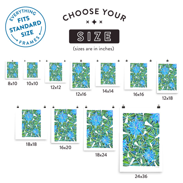 Water Lilies – Blue & Green Palette  •  Art Print